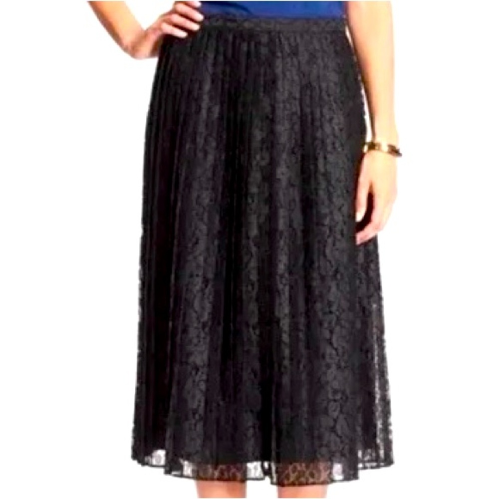 Banana Republic NWT Black Lace Pleated Midi Skirt Sz 4